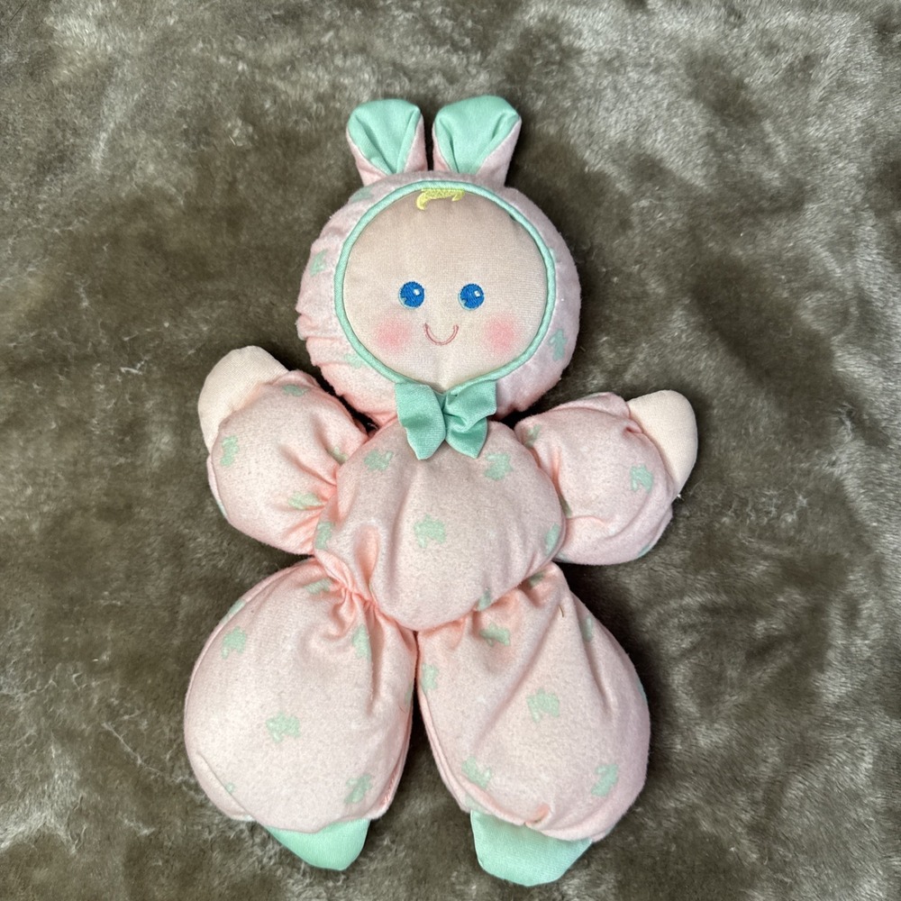 Vintage 1989 Fisher Price Pink Slumber Babies 1364 Bunny Doll Plush